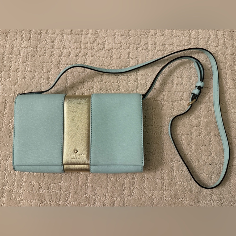 SOLD- Kate Spade Blue and Gold Crossbody Bag